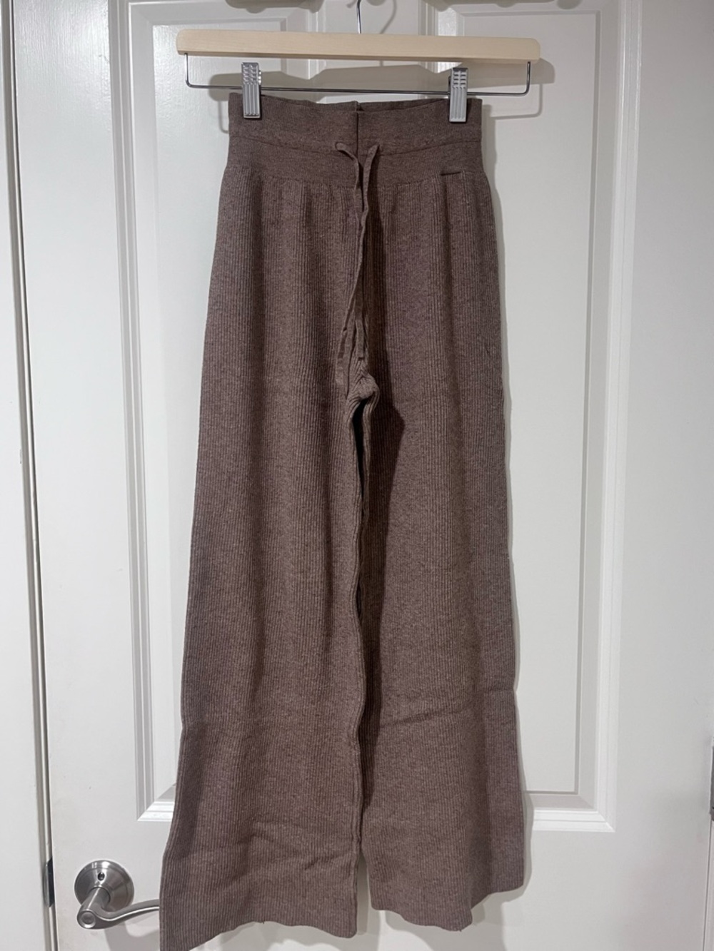 Uniqlo Wide Leg Knit Lounge Pants - Brown